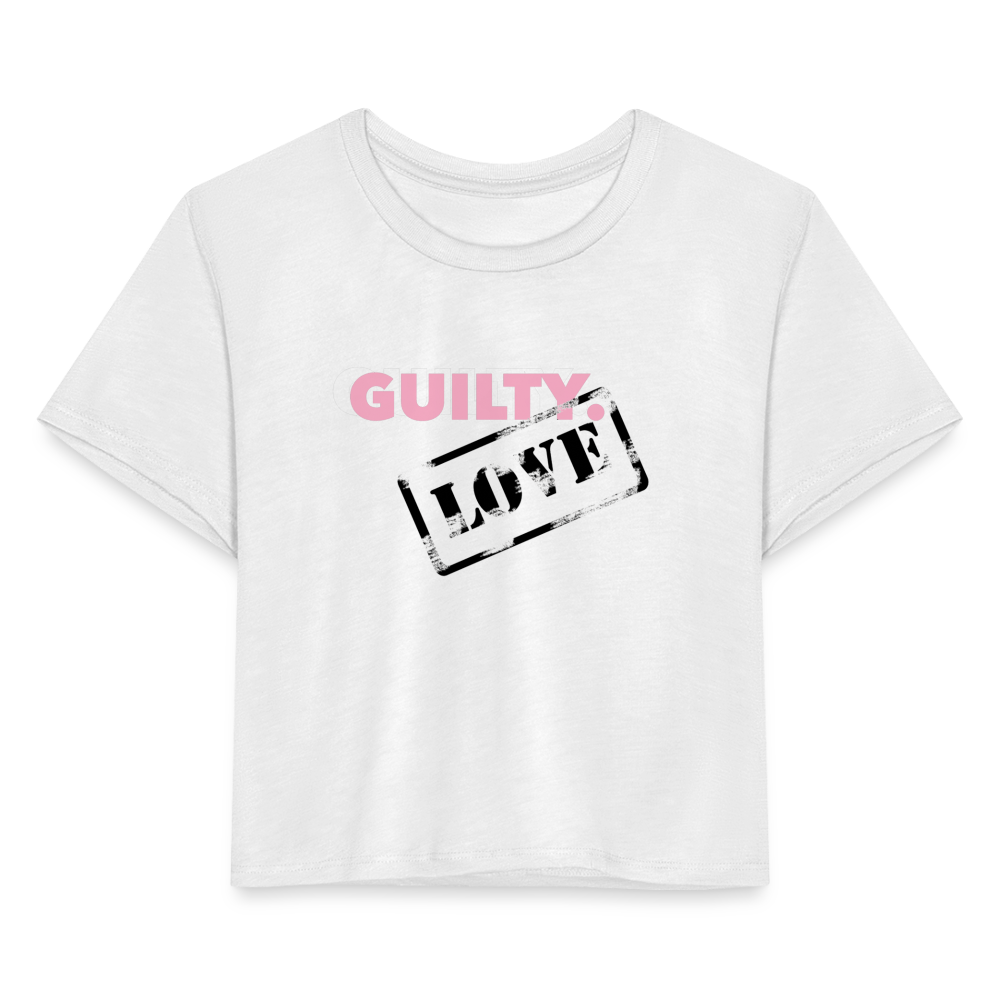 *Guilty Stamp* (Cropped Tee) - white
